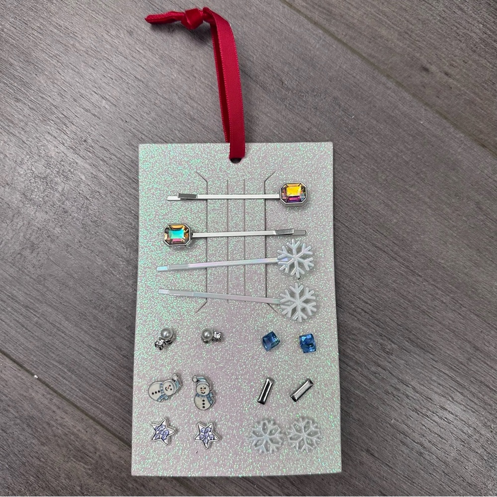 Sparkling Silver and Blue Earring and Hair Pin Set